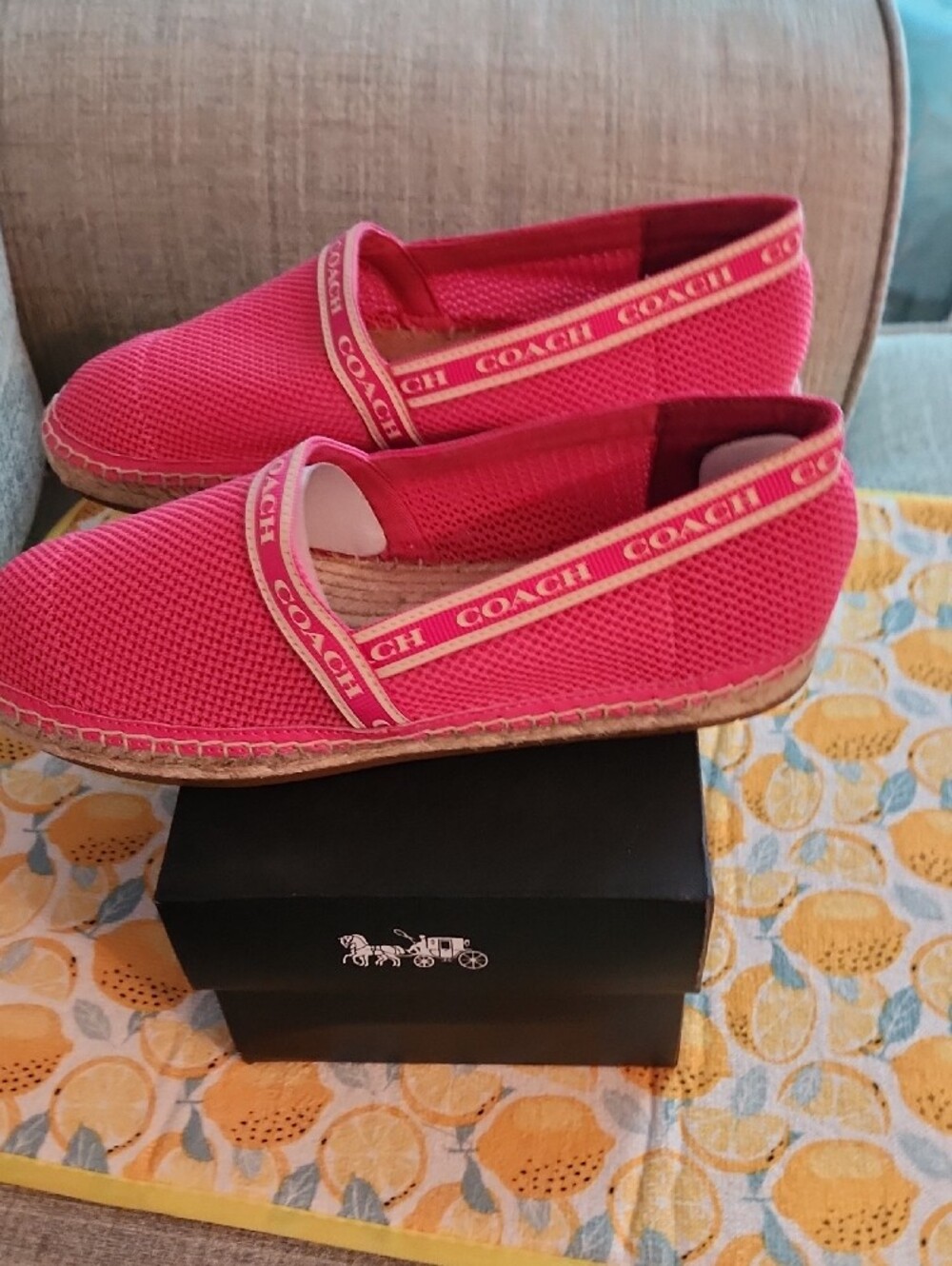 Coach Women's Coral Pink Espadrille Slip-Ons - Picture 3 of 12